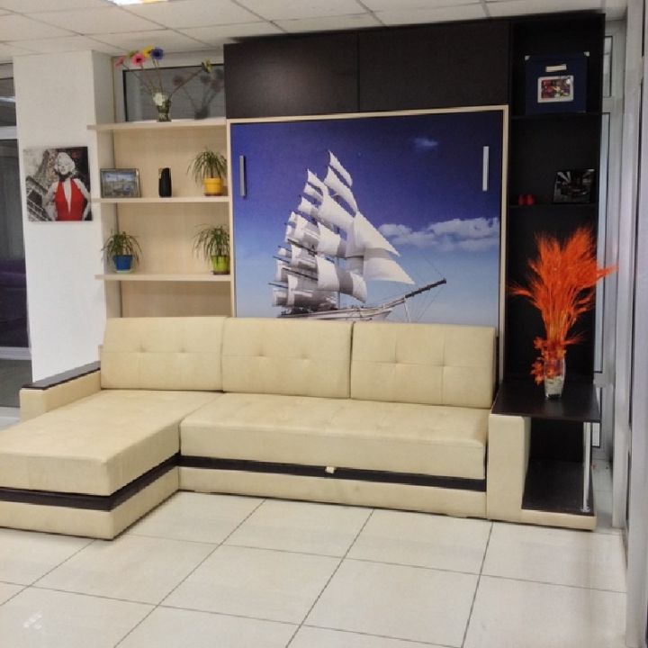 Шкаф трансформер с диваном-столом УФ-печать