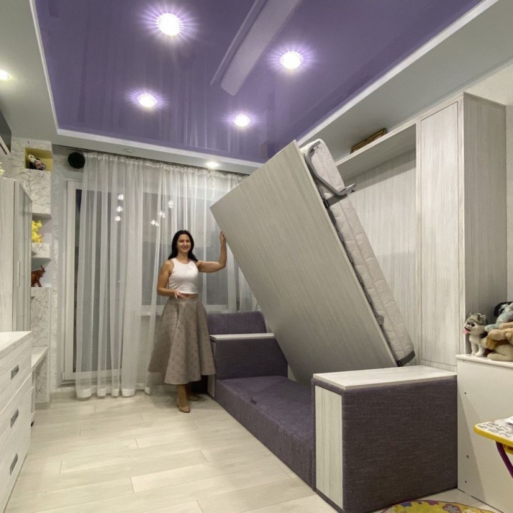 Конструкция с шкаф-кроватью в гостиную: ул. Шугаева, д.27